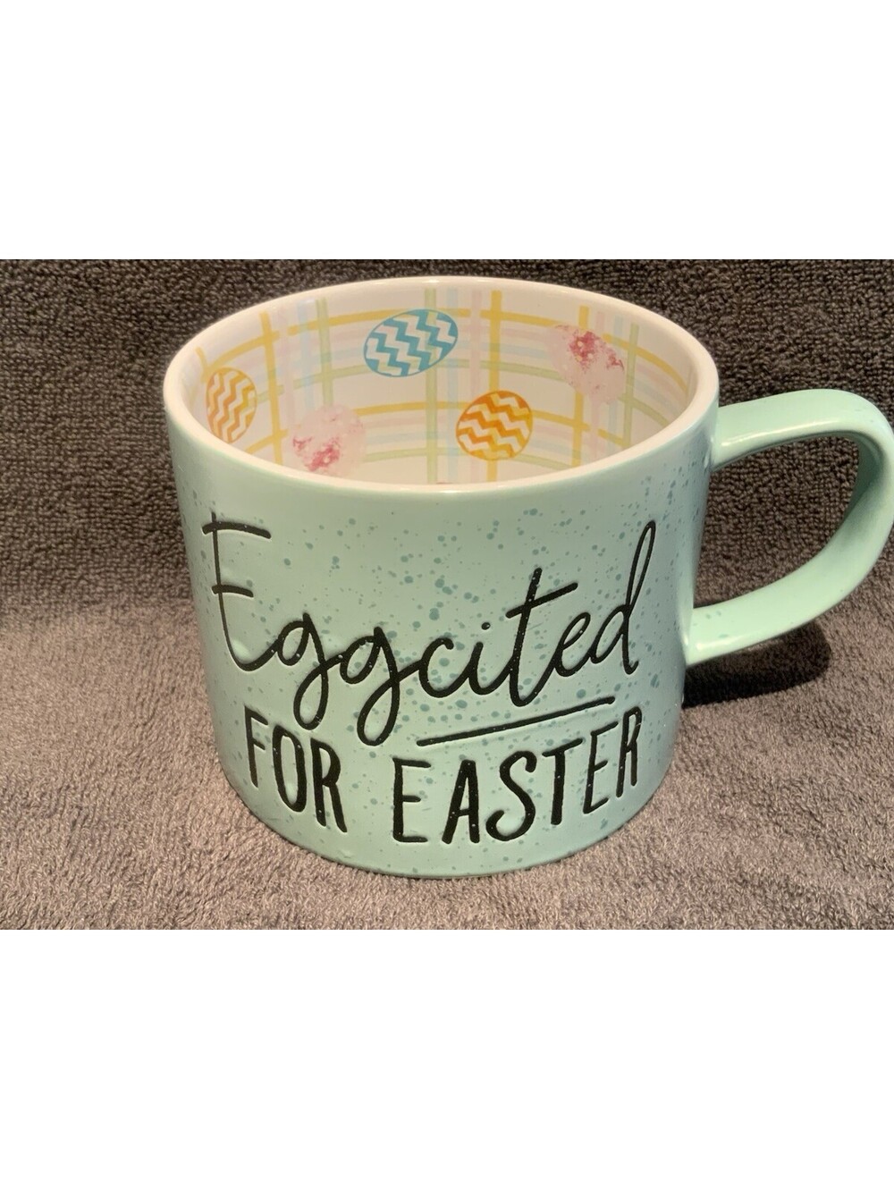 Lovely Aquamarine Ceramic 19oz. Oversized ‘Eggcited’ Easter Mug